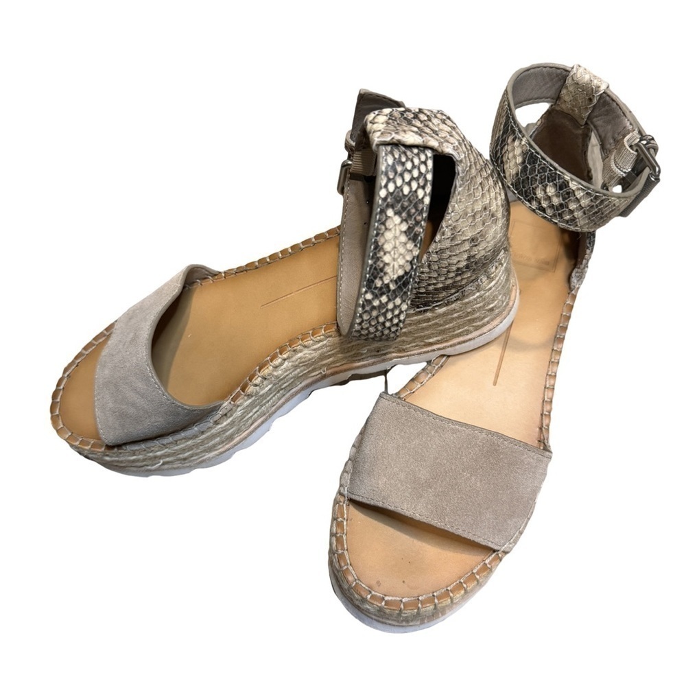 Dolce Vita Platform Espadrille Sued and Snake Skin Ankle Strap Sandals size 11